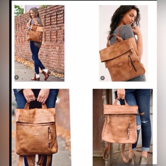 Bed Stu Leather Howie Flapover Leather Backpack Tan Rustic Retail $365 - Picture 11 of 11